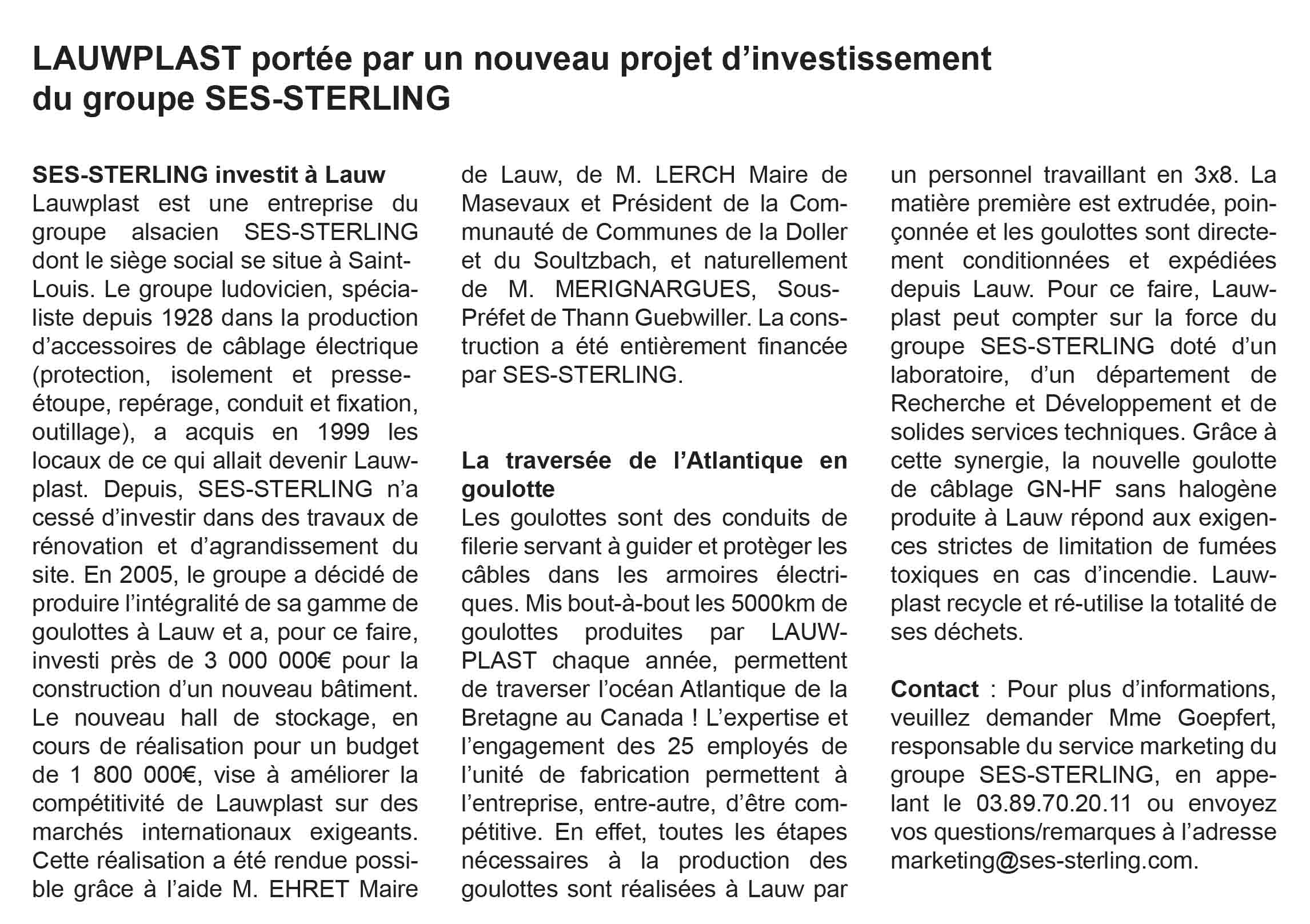 LAWPLAST - Un nouvel investissement (2017)