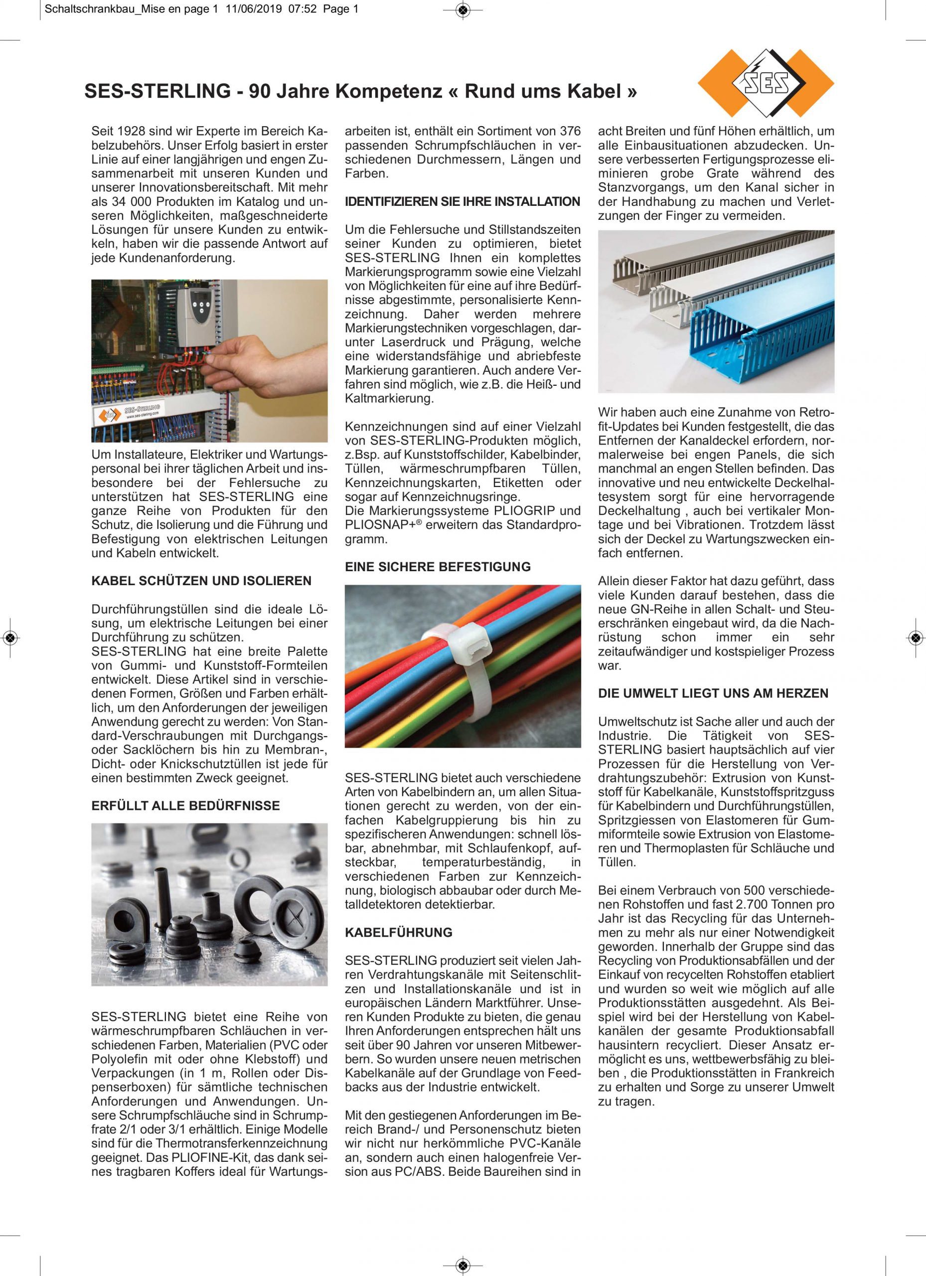 Schaltschrankbau - Juni 2019 SES-STERLING - 90 Jahre Kompetenz (Schaltschrankbau - Juni 2019)
