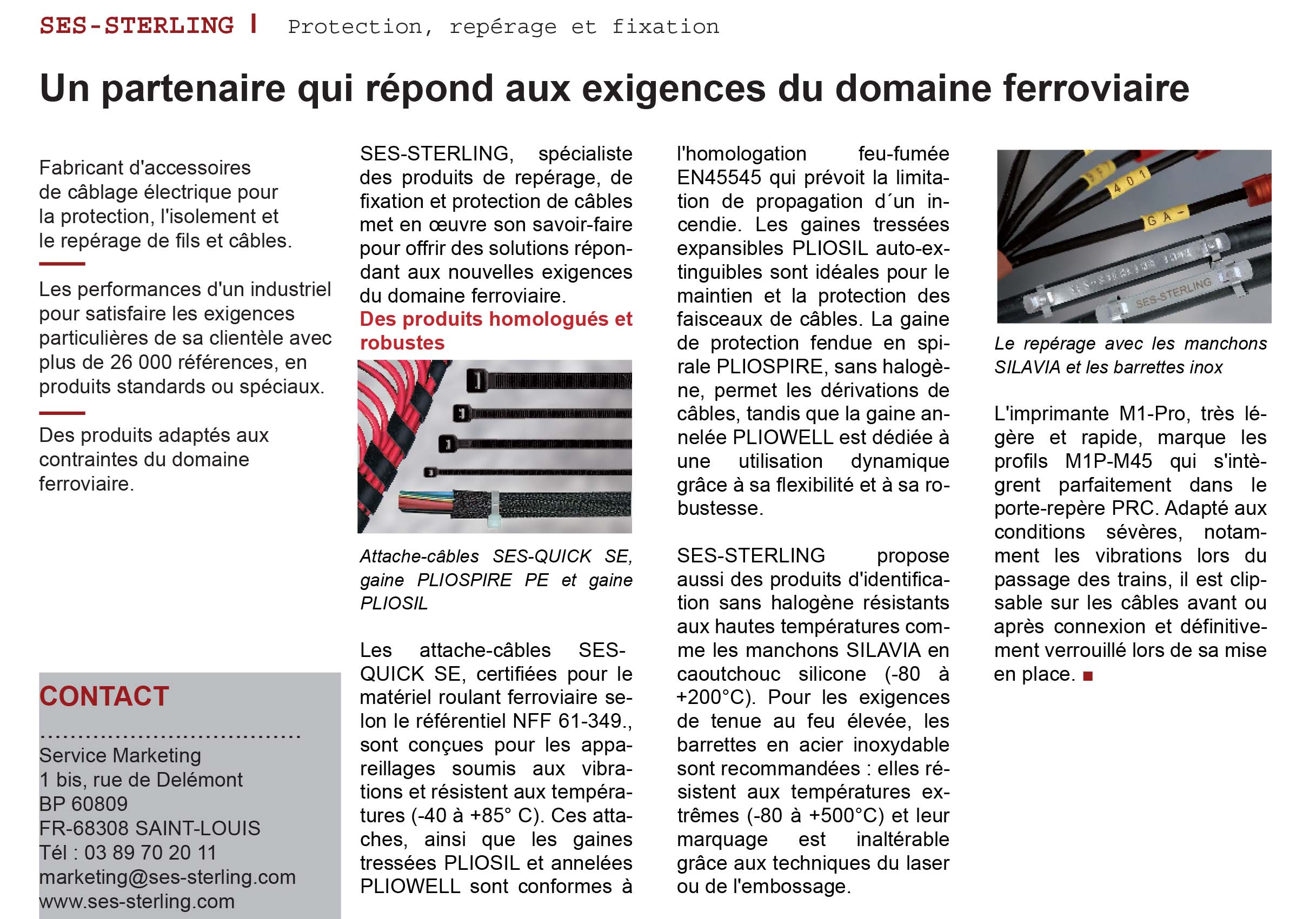 L'usine nouvelle - Fevrier 2018 L'usine nouvelle - Février 2018 :SES-STERLING dans le domaine ferroviaire