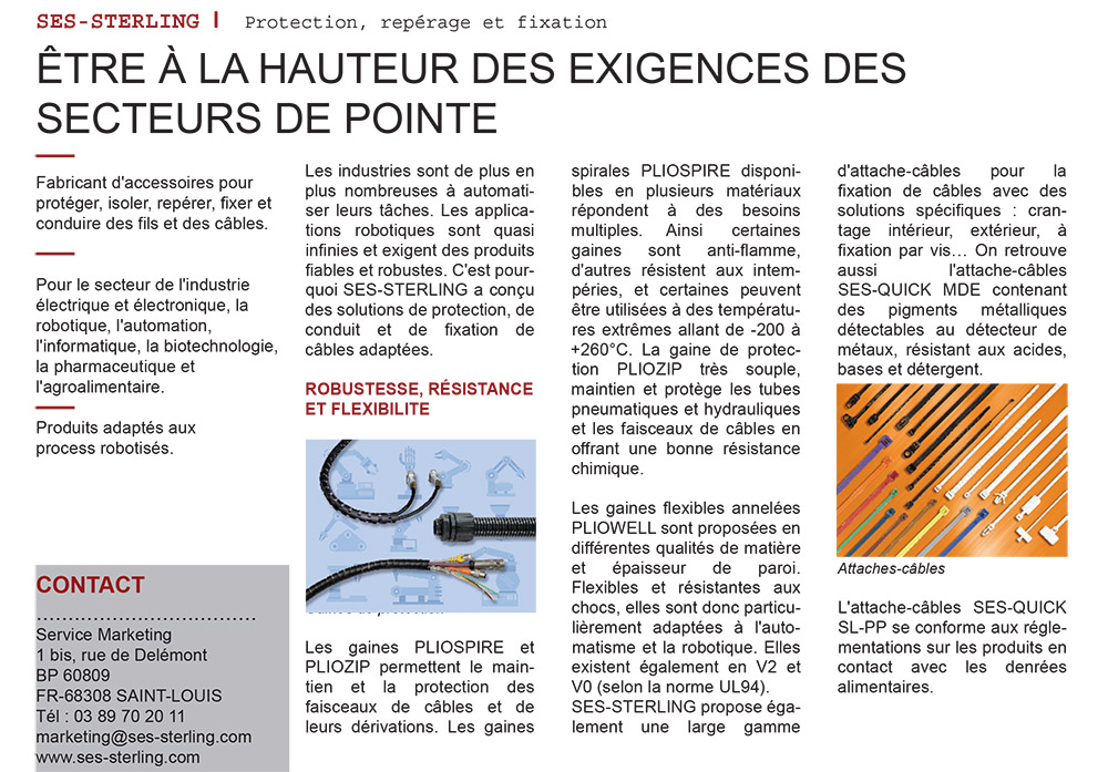 SES-STERLING : l'exigence de la qualité (L'usine nouvelle - juin 2017)