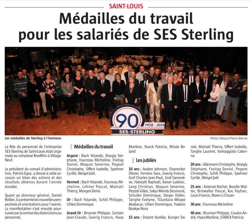 jubiles2018 Jubilés SES STERLING 2018 - Les salariés à l'honneur.