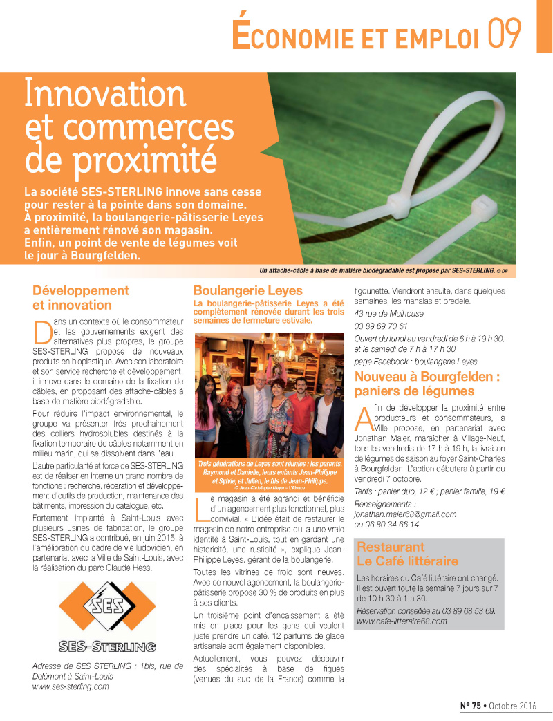SES-STERLING à la pointe de l'innovation (Saint-Louis mag - Octobre 2016)
