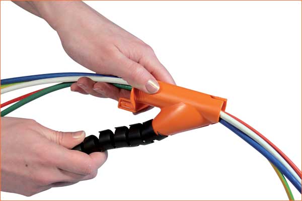 Insert the rounded end into the sheath