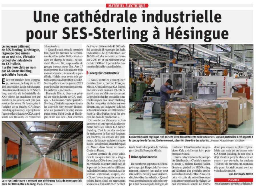 SES-STERLING à Hésingue - Article journal L'Alsace Article SES-STERLING journal l'Alsace septembre 2021