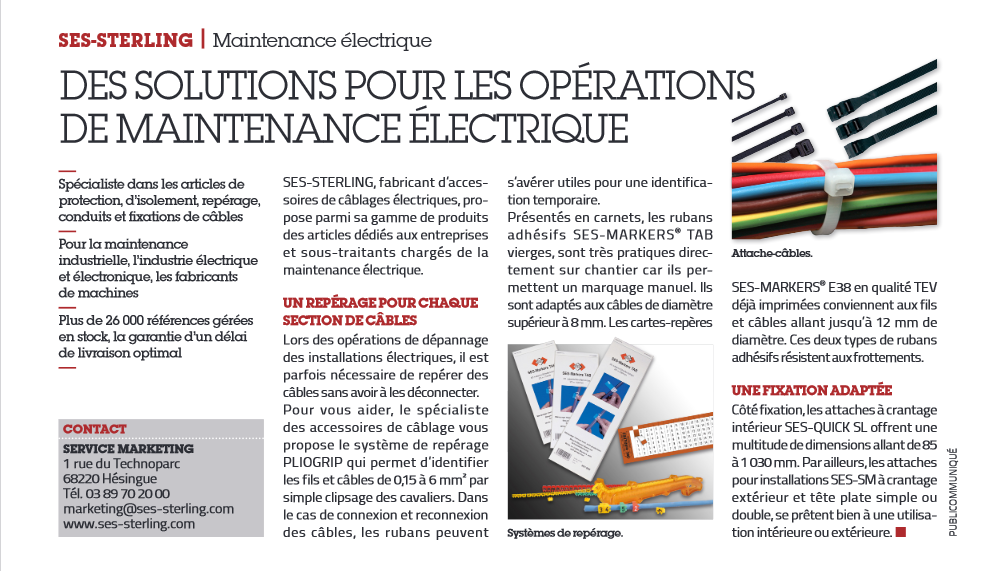 DES SOLUTIONS POUR LES OPÉRATIONS DE MAINTENANCE ÉLECTRIQUE (Usine Nouvelle - février 2022)