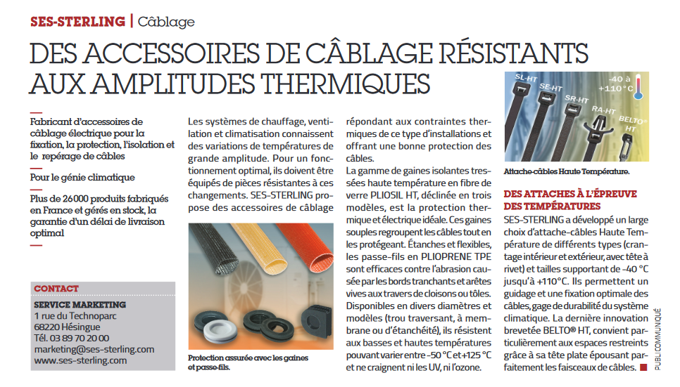 Article presse usine nouvelle climatisation SES-STERLING mai 2022