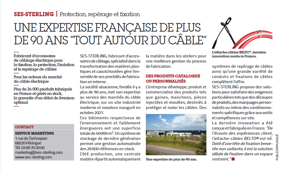 Article usine nouvelle Made in France SES-STERLING