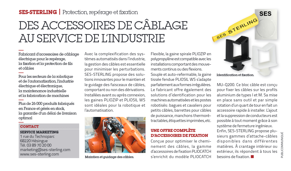Des accessoires de câblage au service de l'industrie (Usine Nouvelle - novembre 2024)